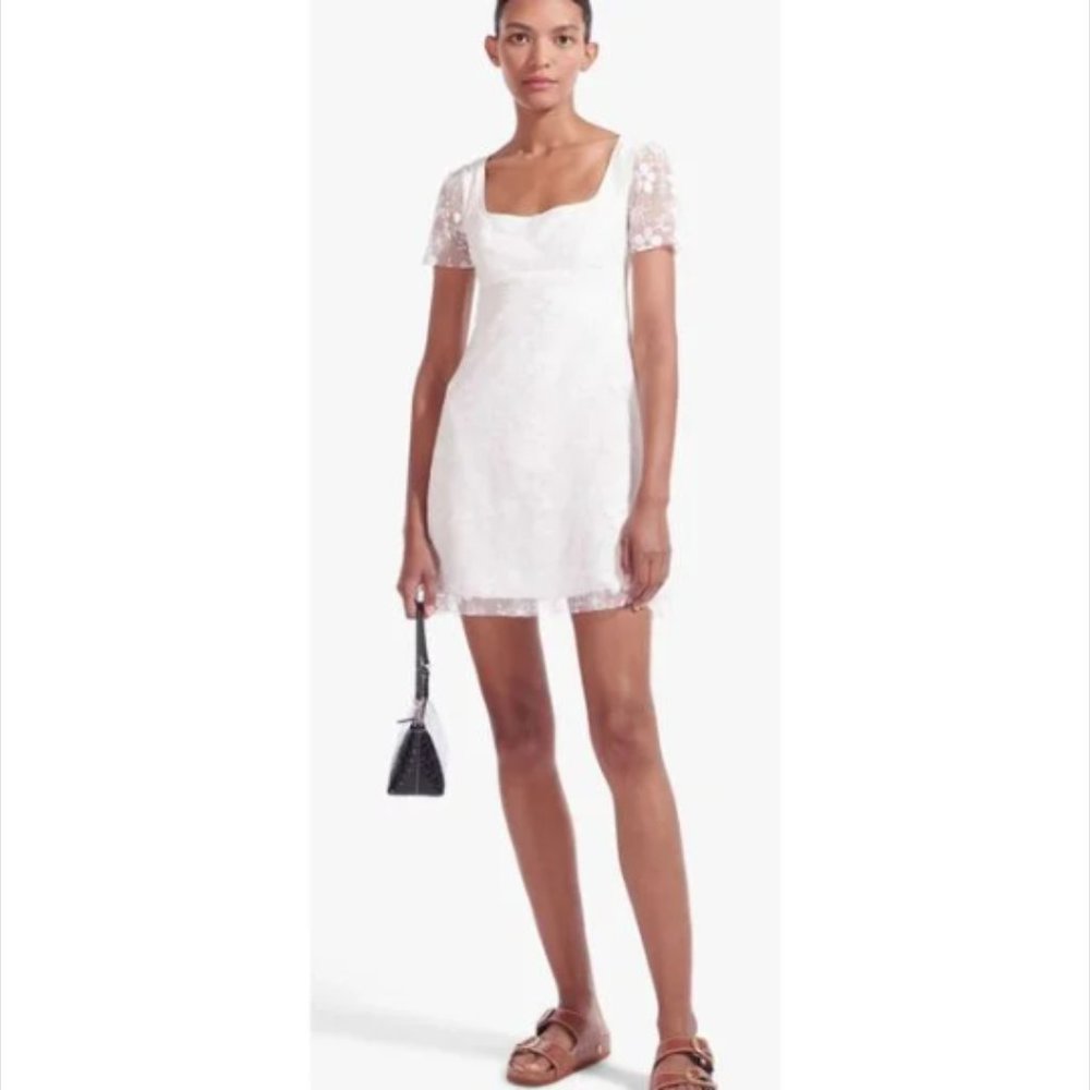 Staud Sandra White Lace Mini Dress NWOT